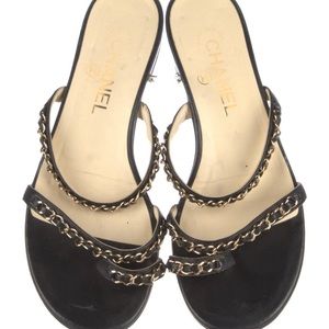 Chanel chain link accent sandals
